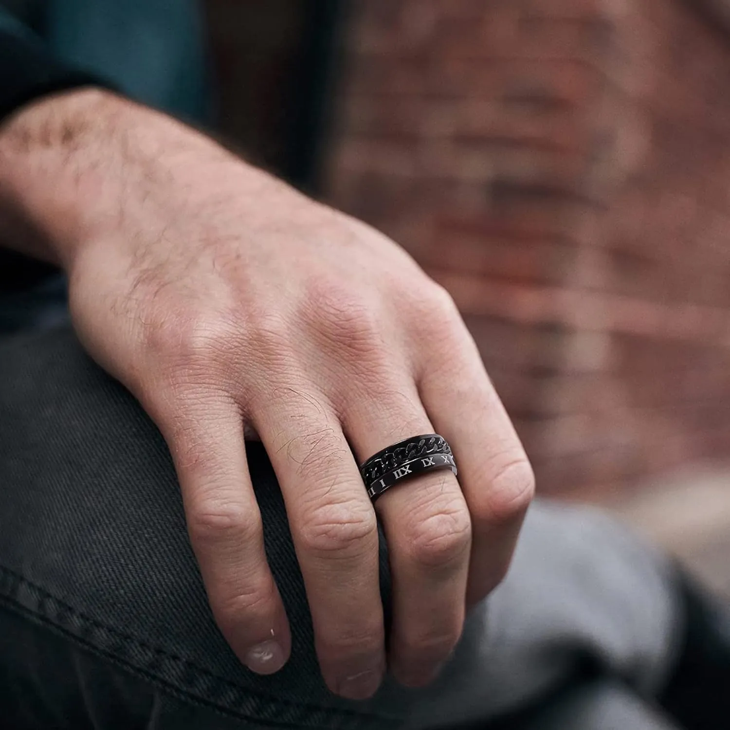 Besteel 16Pcs Stainless Steel Fidget Rings for Men Women Stress Anxiety Relief Rings Black Cool Chain Band Spinner Rings Set for Wedding Promise Mens Rings Pack