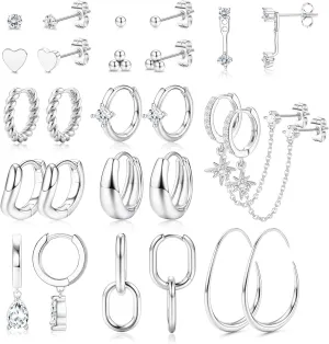 BESTEEL Small Gold Hoop Earrings for Women - Hypoallergenic 14K Gold Plated Stud Huggie Earings Stacks Set for Multiple Piercing Dainty Non Tarnish Cartilage Jewelry Pack Trendy Lightweight Gift 13 Pairs