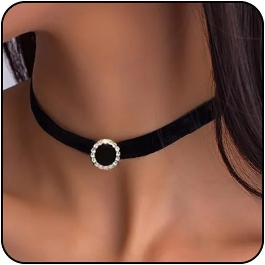 Black Choker Necklaces for Women 90s Red Black Velvet Choker Necklace Thick Thin Black Chocker Gold Tube Heart Circle Choker Necklace Lace Tatto Collar Necklace Goth Choker Jewelry