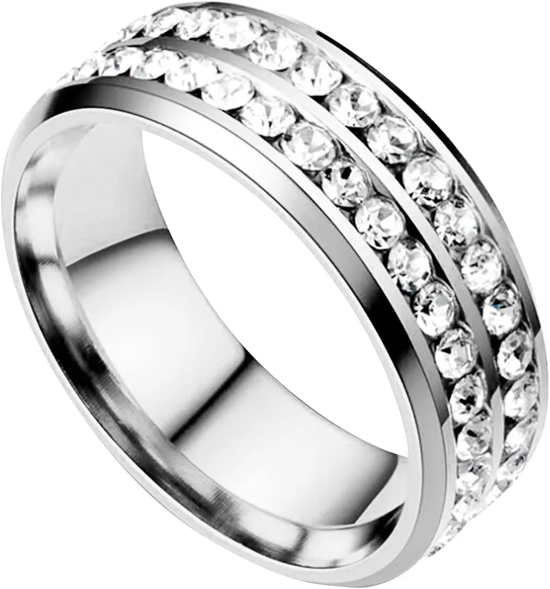 Black Women Titanium Engagement Ring Cubic Zirconia Anniversary Wedding Band Black Pave Set Stackable Ring