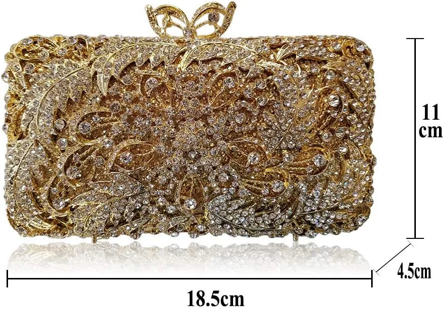 Bling Evening Bag Pierced Diamond Studded Purse Luxury Clutch Women Wedding Wallet Rhinestone Handbag