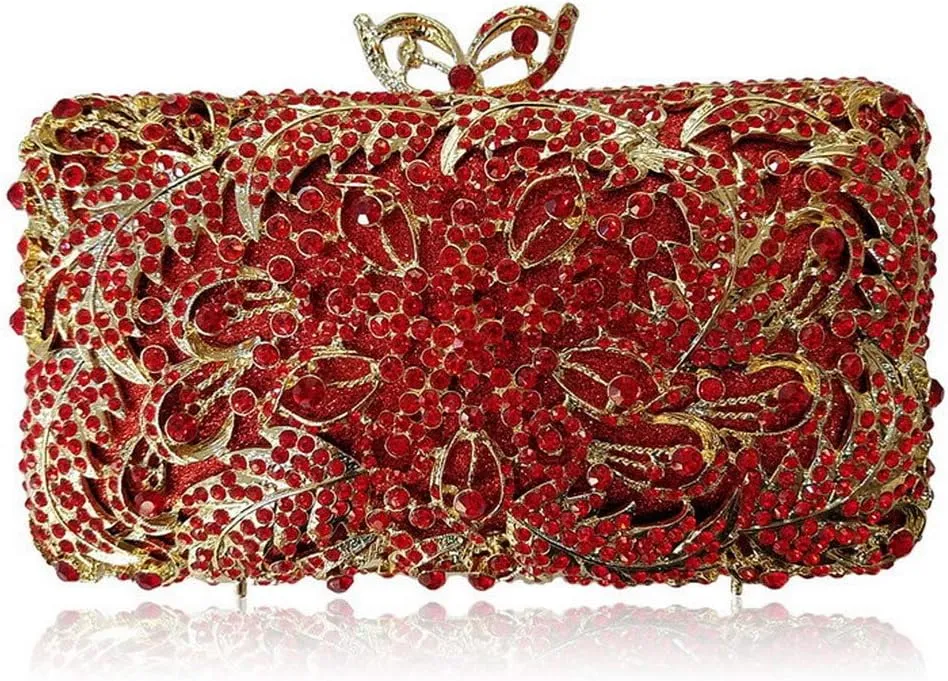 Bling Evening Bag Pierced Diamond Studded Purse Luxury Clutch Women Wedding Wallet Rhinestone Handbag