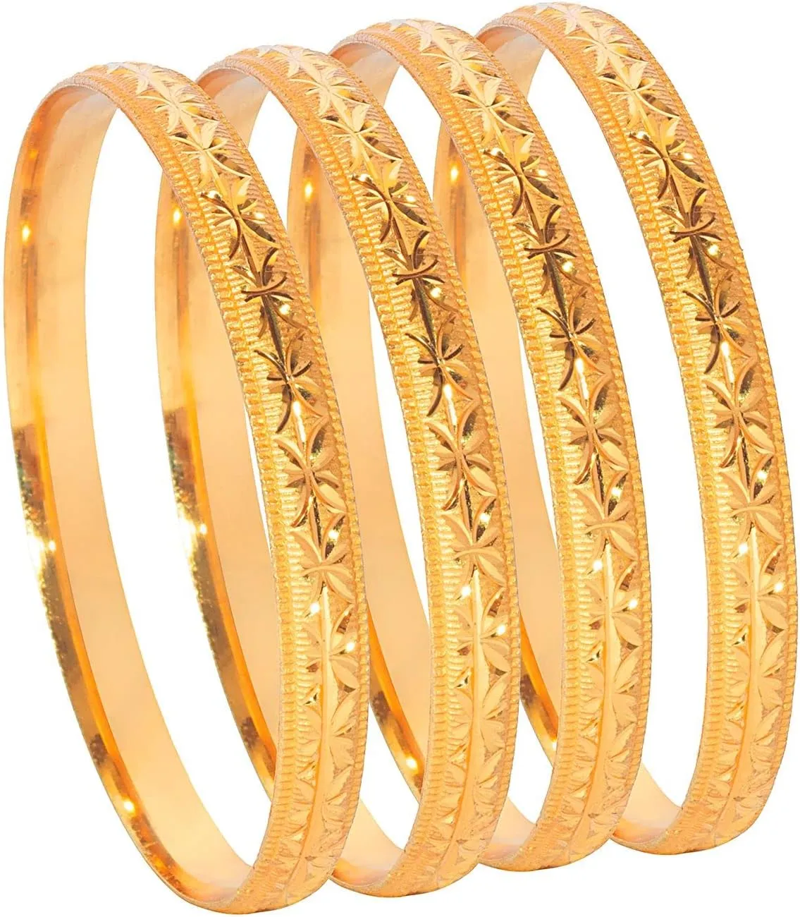 Bodha Traditional Indian Gold Plated Traditional Designer Bangles for Women (Pack of 4)