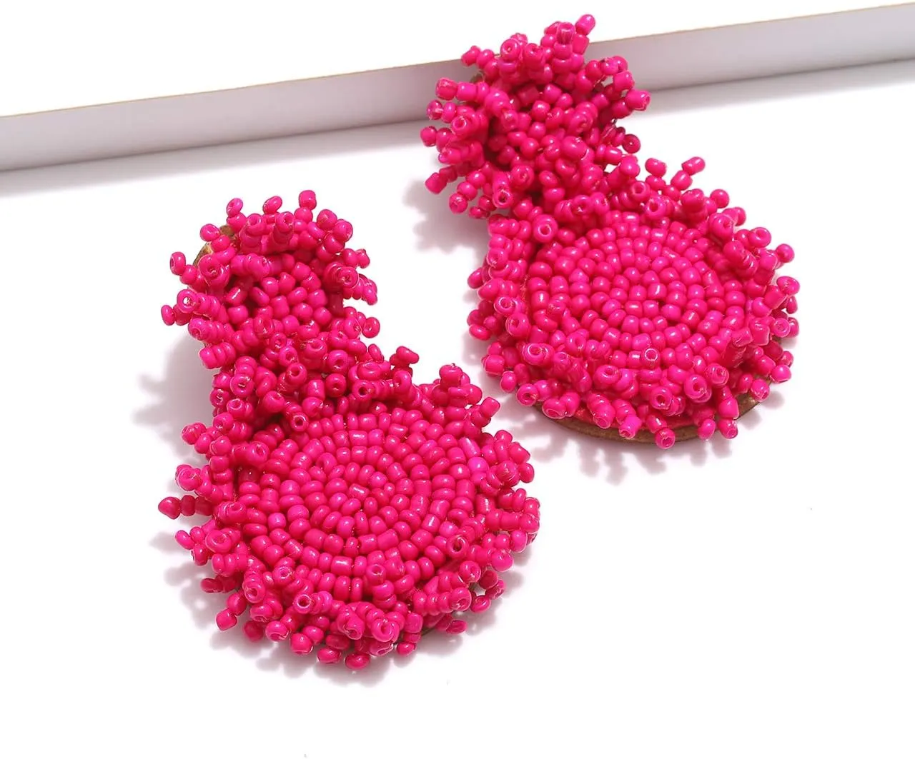 Boho Beaded Drop Earrings for Women Cute Statement Bead Dangle Earrings Handmade Lightweight Fun Round Beach Dangling Earrings Jewelry