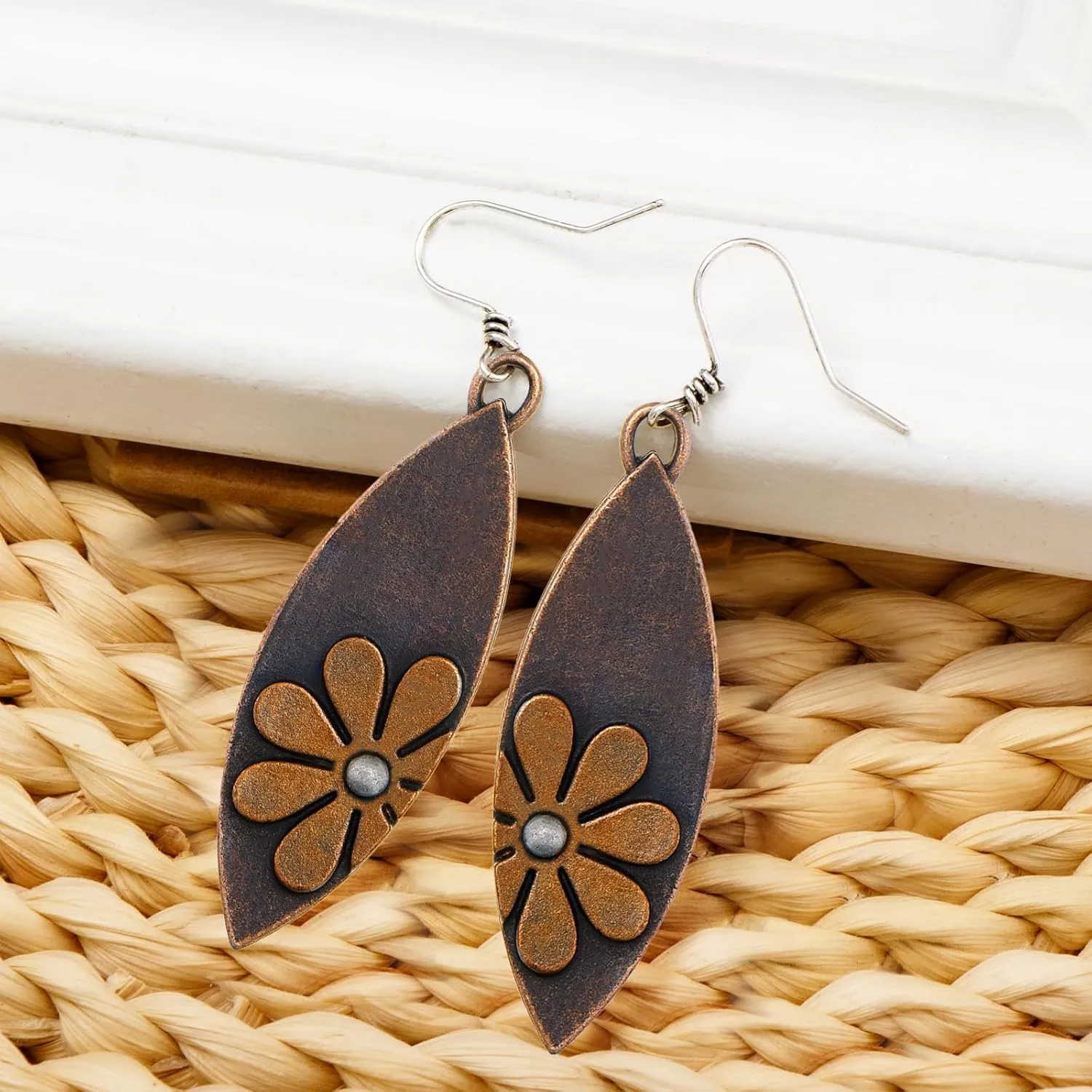 Boho Earrings Dangle Earrings Vintage Sunflower Earrings Handmade Bohemian Trendy Earrings for Women