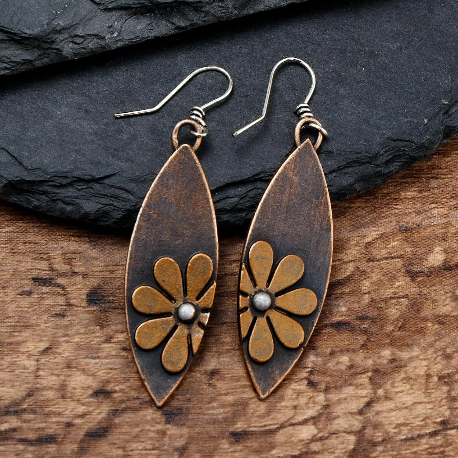 Boho Earrings Dangle Earrings Vintage Sunflower Earrings Handmade Bohemian Trendy Earrings for Women