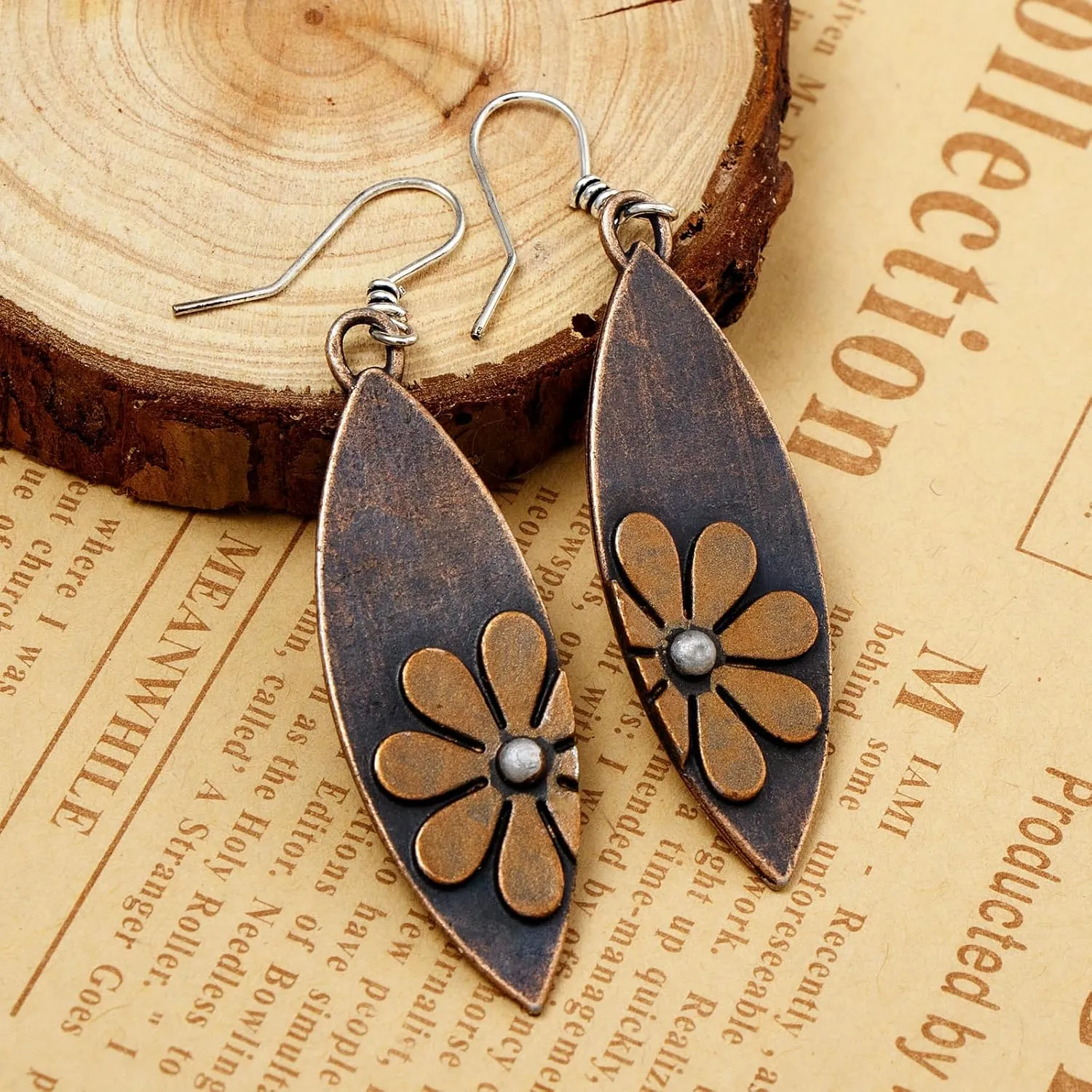 Boho Earrings Dangle Earrings Vintage Sunflower Earrings Handmade Bohemian Trendy Earrings for Women