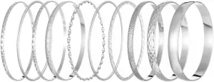 Bracelet For Women Gold Silver Tone Cuff Bracelets, Set of 10, Stackable Bangle Bracelets Set