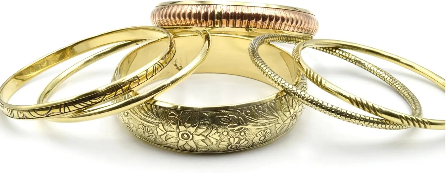 Brass Bangles | Stackable Gold Bracelets | Boho Bracelets | Bohemian Bangles | Skinny Bangles & Thick Bangles | Metal Bracelets | Abstract Pattern