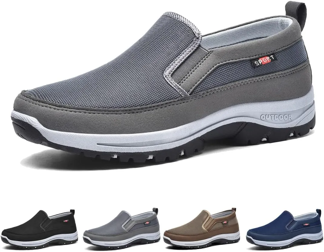 Breathable Orthopedic Travel Plimsolls, Non-Slip Air Sneakers, Men's Arch Support Slip-on Canvas Loafers