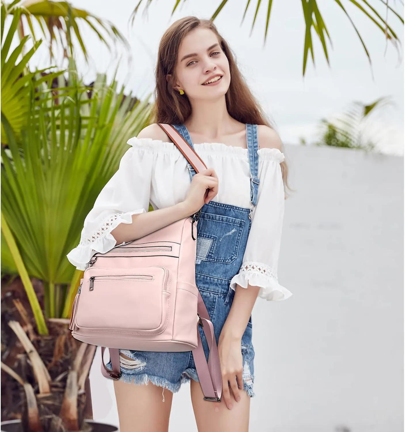 BROMEN Backpack Purse for Women Fashion Leather Designer Travel Large Ladies Shoulder Bags