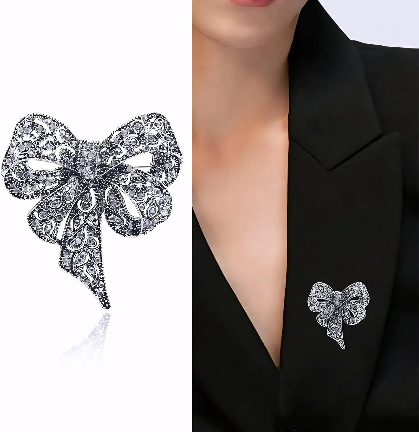 Brooches for women Sparkling Rhinestone Bow Brooches for Women Unisex Butterfly Pins Office Party Friend Gifts Jewelry Accessories-T55