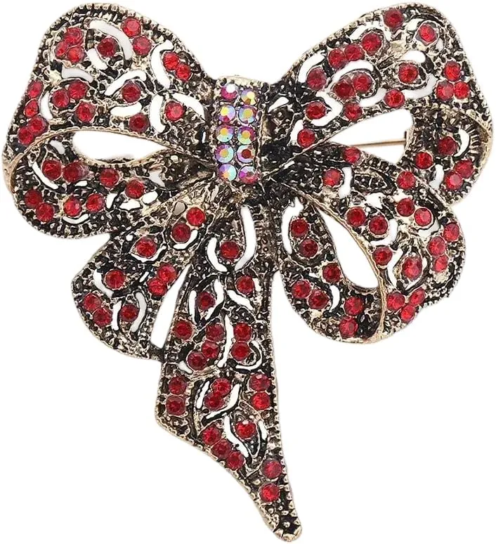 Brooches for women Sparkling Rhinestone Bow Brooches for Women Unisex Office Party Friend Gifts Jewelry Accessories-T50