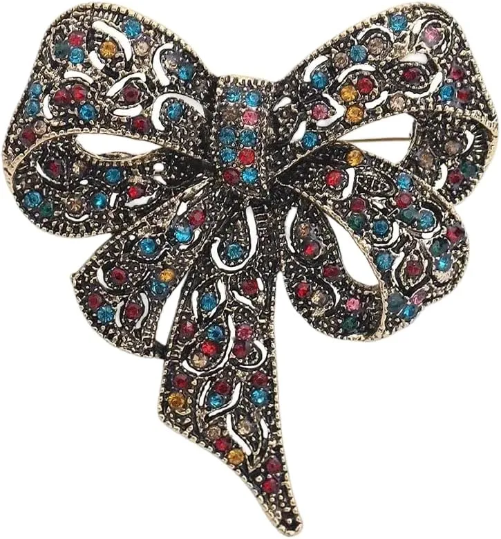 Brooches for women Sparkling Rhinestone Bow Brooches for Women Unisex Office Party Friend Gifts Jewelry Accessories-T50