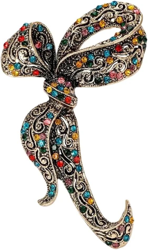 Brooches for women Sparkling Rhinestone Bow Brooches for Women Unisex Office Party Friend Gifts Jewelry Accessories-T50