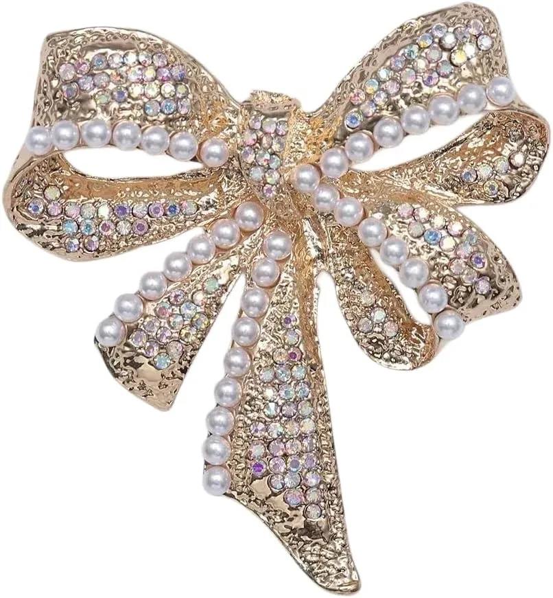 Brooches for women Sparkling Rhinestone Bow Brooches for Women Unisex Office Party Friend Gifts Jewelry Accessories-T50