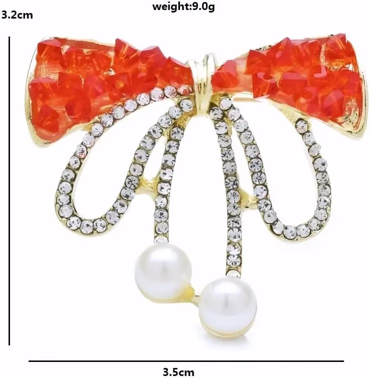 Brooches for women Wuli&baby Crystal Bowknot Brooches For Women Lady 4-color Shining Knot Party Office Brooch Pins Gifts-T51