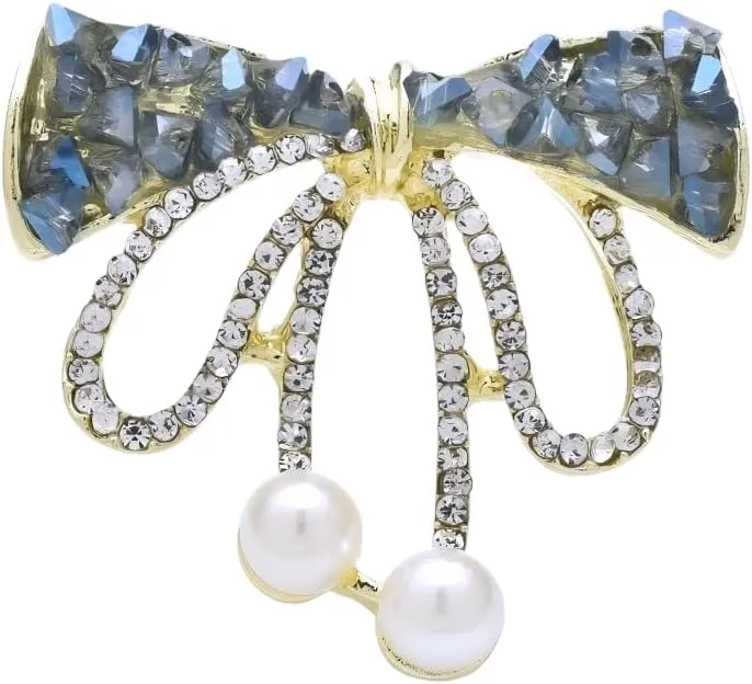 Brooches for women Wuli&baby Crystal Bowknot Brooches For Women Lady 4-color Shining Knot Party Office Brooch Pins Gifts-T51
