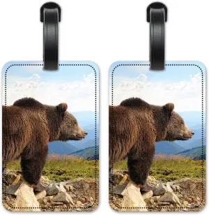Brown Bear - Luggage ID Tags - Suitcase Identification Cards - Set of 2