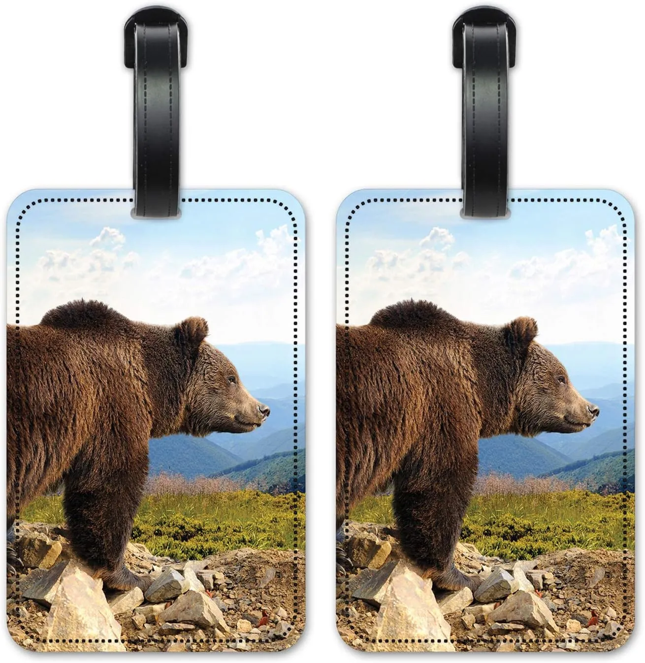 Brown Bear - Luggage ID Tags - Suitcase Identification Cards - Set of 2