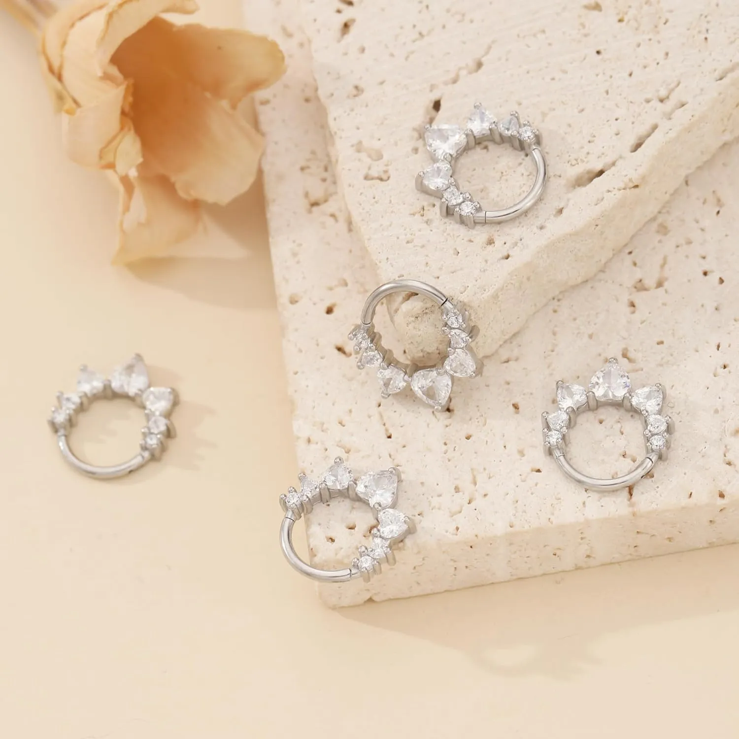 Btysun Nose Rings for Women, Septum Hinged Hoop 16G Nostril Helix Cartilage Earrings, Tragus Rock Conch Lip Daith Piercing Jewelry 8MM 10MM