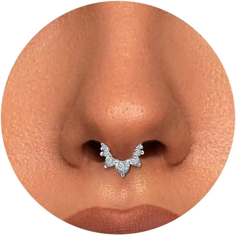 Btysun Nose Rings for Women, Septum Hinged Hoop 16G Nostril Helix Cartilage Earrings, Tragus Rock Conch Lip Daith Piercing Jewelry 8MM 10MM