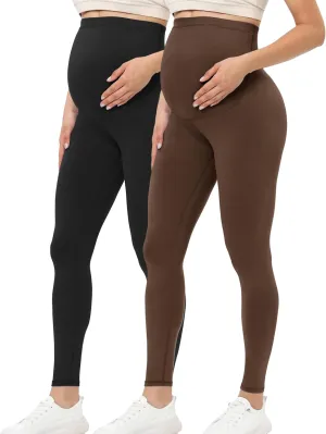 Buttergene Women's Maternity Leggings over the Belly Pregnancy Active Wear Workout Yoga Tights Pants