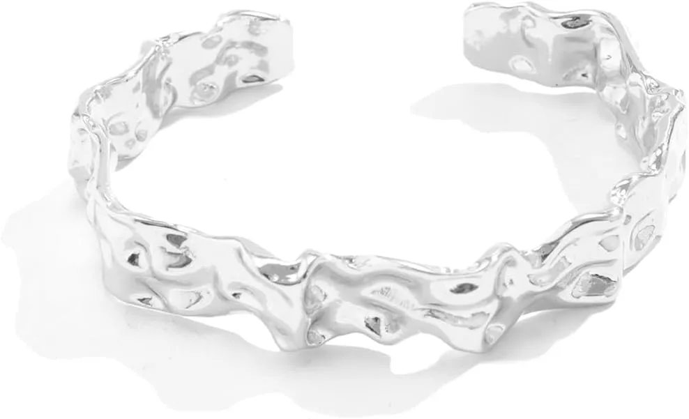 CHAKRA HEALING REIKI CHR Irregular Metal Liquid Lava Bracelet for Women Adjustable Opening Chunky Cuff Bracelet Gold Silver Statement Thick Bangle Bracelet Jewelry