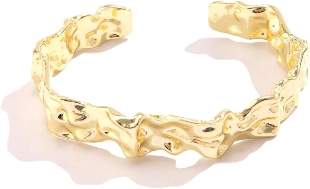 CHAKRA HEALING REIKI CHR Irregular Metal Liquid Lava Bracelet for Women Adjustable Opening Chunky Cuff Bracelet Gold Silver Statement Thick Bangle Bracelet Jewelry