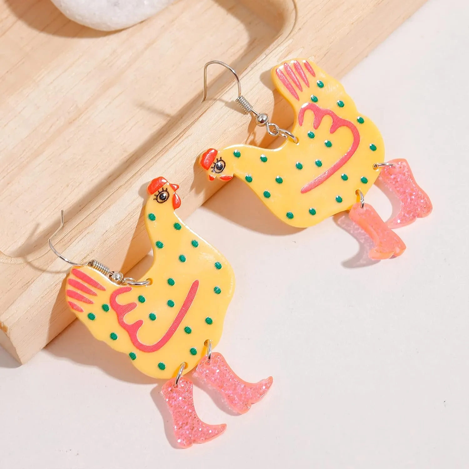 Chicken Earrings for Women Acrylic Boot Big Chicken Earrings Funky Earrings for Women Chicken Earrings for women Chick Earrings Friend Gifts for Women Funny