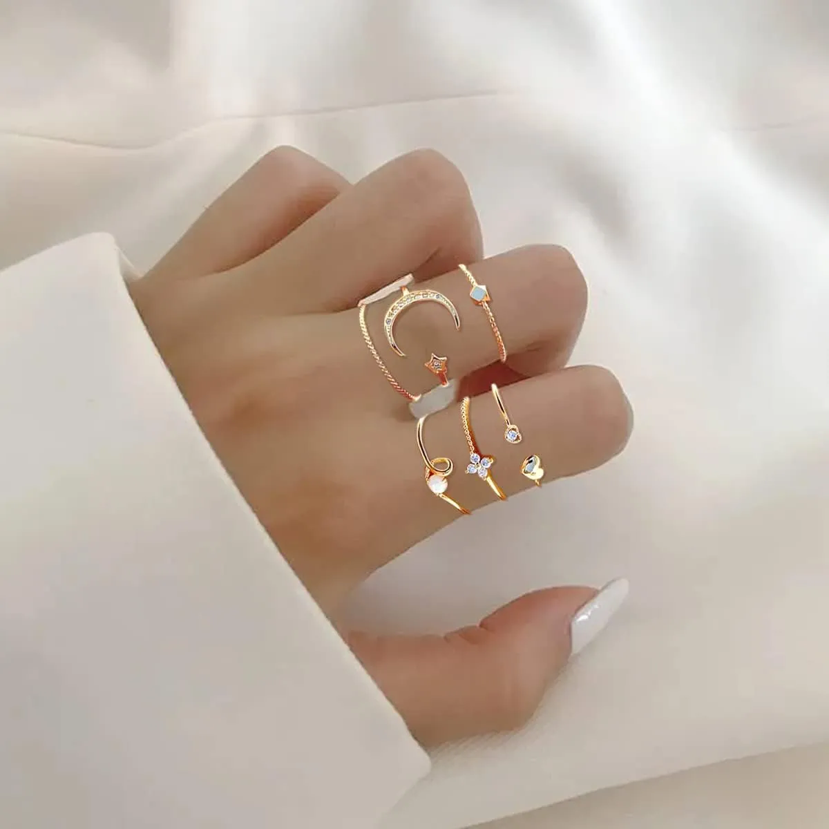 choice of all Stackable Rings Set for Women Gifts Trendy Stuff Gold Stackable Moon Star Knuckle Rings Boho Rings Cute Stuff Jewelry Gifts