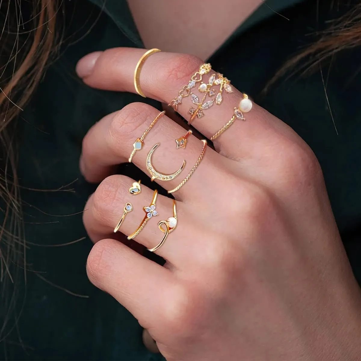 choice of all Stackable Rings Set for Women Gifts Trendy Stuff Gold Stackable Moon Star Knuckle Rings Boho Rings Cute Stuff Jewelry Gifts