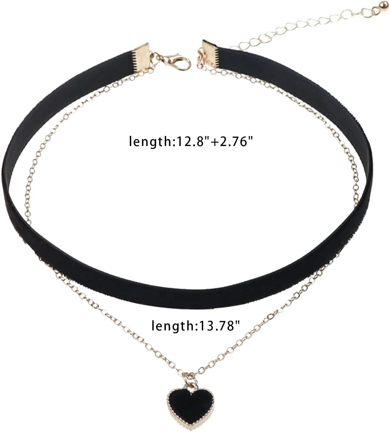 Choker Necklace for Women 3PCS Gothic Black Velvet Choker Adjustable Heart Pendant Layered Necklace Black Leather Jewelry
