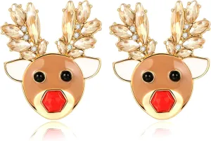 Christmas Earrings for Women Cute Reindeer Earrings Colorful Light Bulb Xmas Earrings Christmas Tree Earrings Gingerbread Deer Garland Bow Earrings Holiday Jewelry
