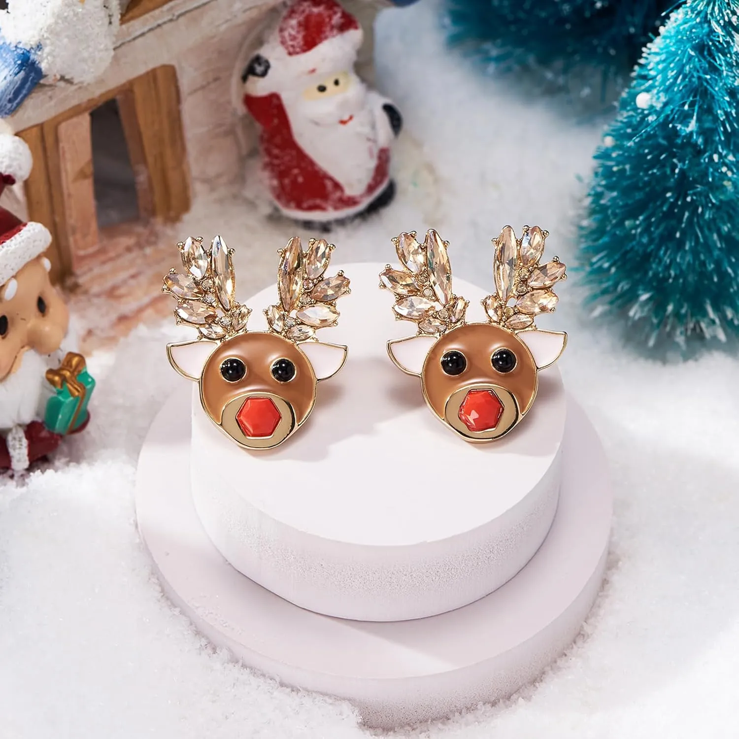 Christmas Earrings for Women Cute Reindeer Earrings Colorful Light Bulb Xmas Earrings Christmas Tree Earrings Gingerbread Deer Garland Bow Earrings Holiday Jewelry