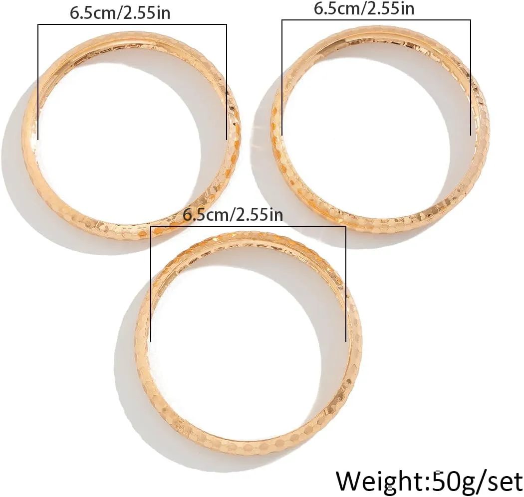 Chunky Gold Bangle Bracelet Set for Women - Trendy Wide Round Minimalist Wrist Jewelry, Stackable Statement Bangle Bracelets