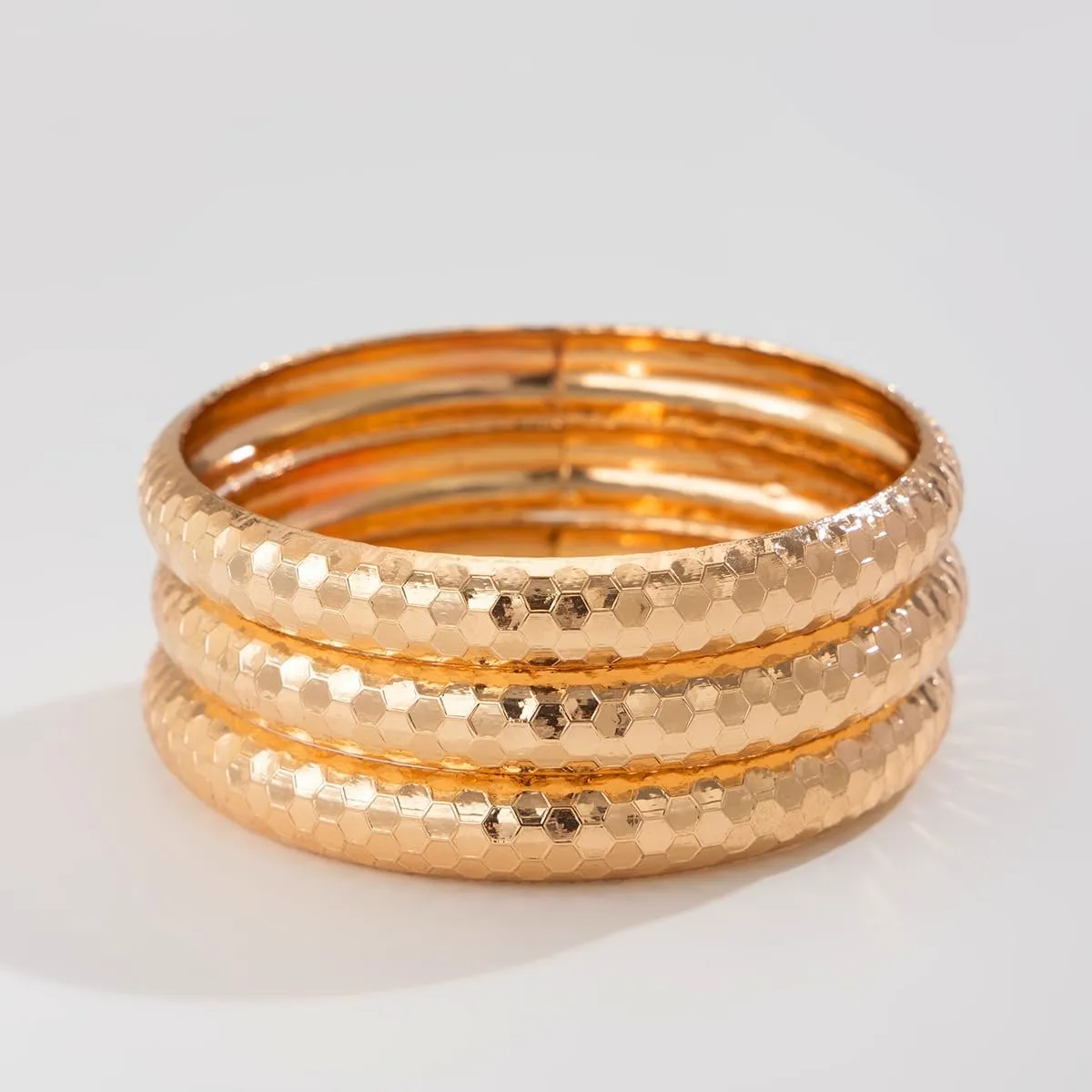 Chunky Gold Bangle Bracelet Set for Women - Trendy Wide Round Minimalist Wrist Jewelry, Stackable Statement Bangle Bracelets