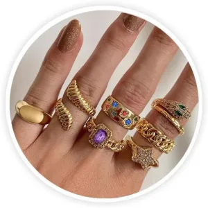 Chunky Gold Ring Set Boho Stackable Rings for Finger Vintage Knuckle Rings Sets Prom Costume Accessories for Women