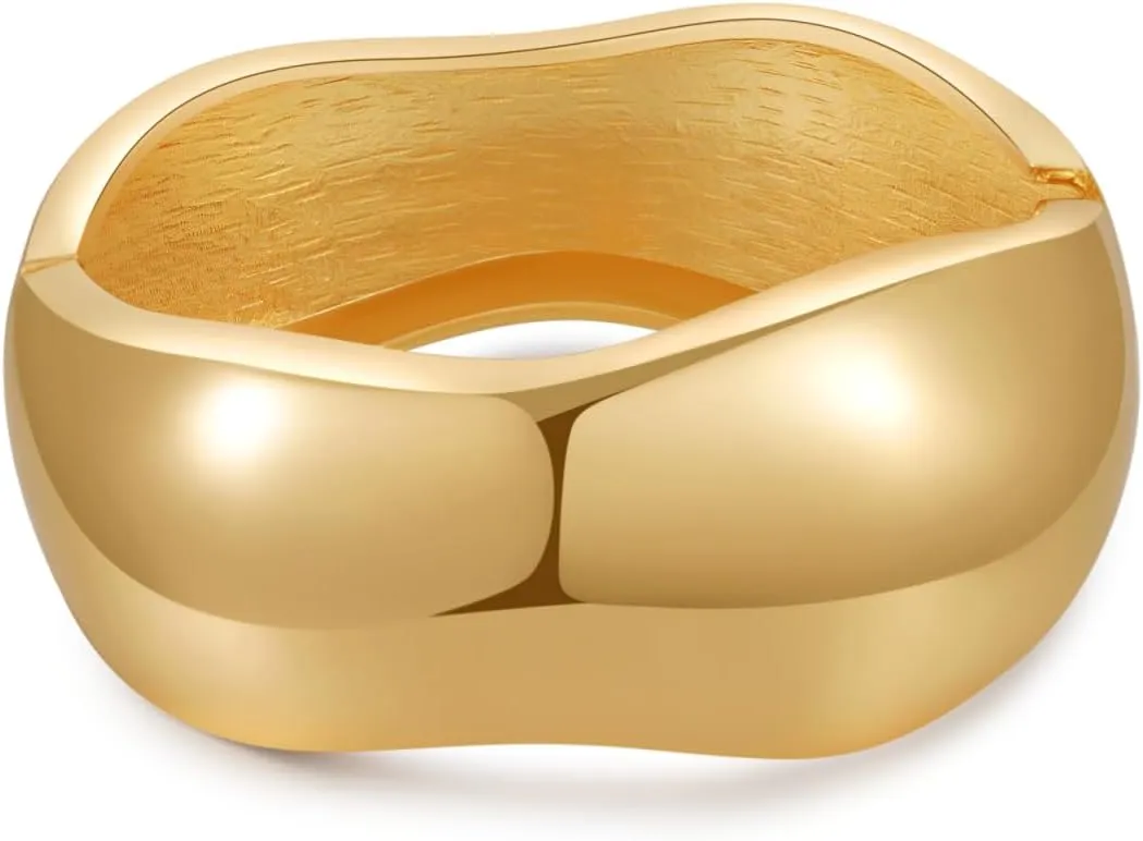Chunky Gold/Silver Gold Cuff Bangle Bracelets for Women Trendy Hinged Cuff Open Wide Chunky Gold Bracelet Minimalist Bangle Jewelry Gift