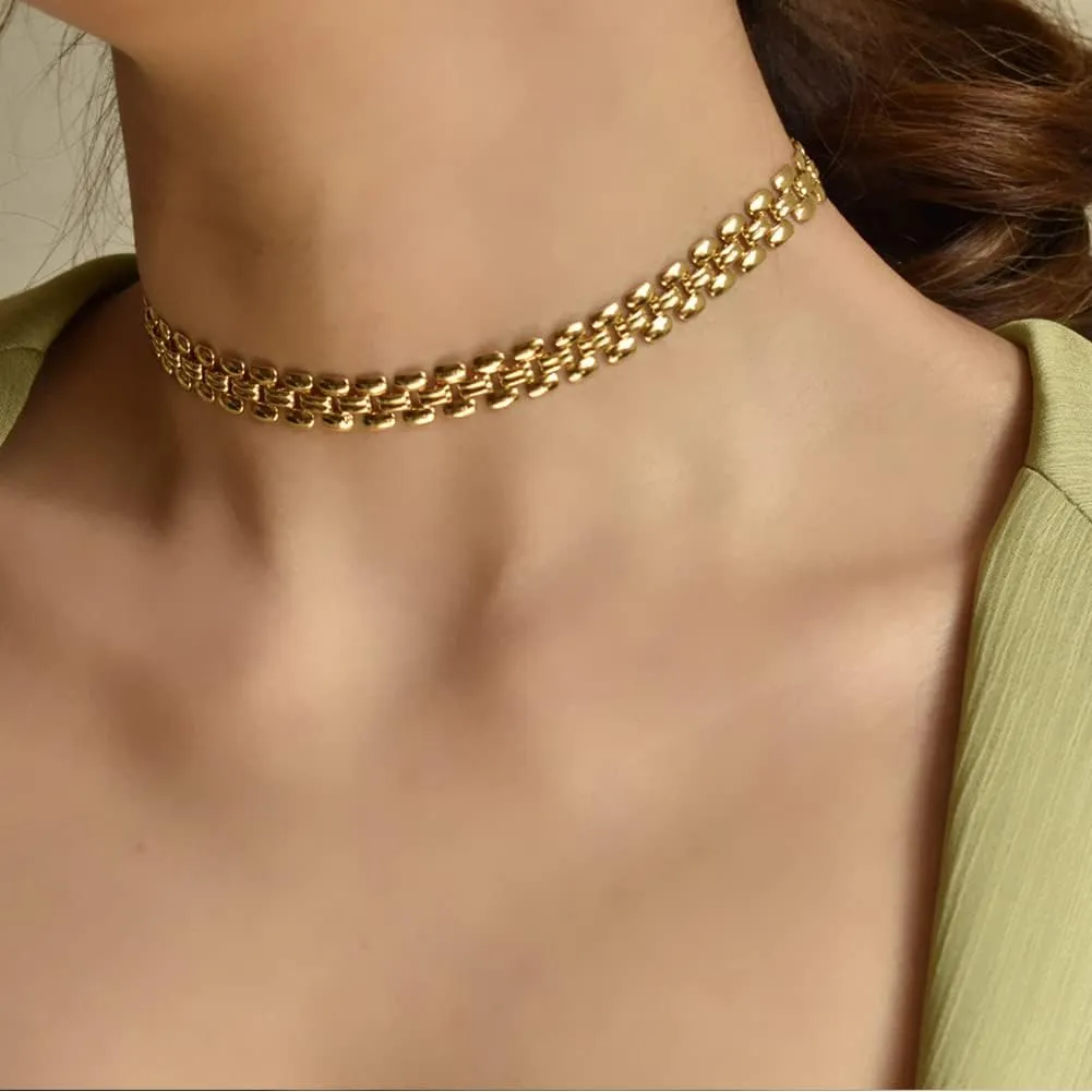 CLASSYZINT Gold Chunky Choker Necklace Large Wide Chain Short Chokers For Women Girls