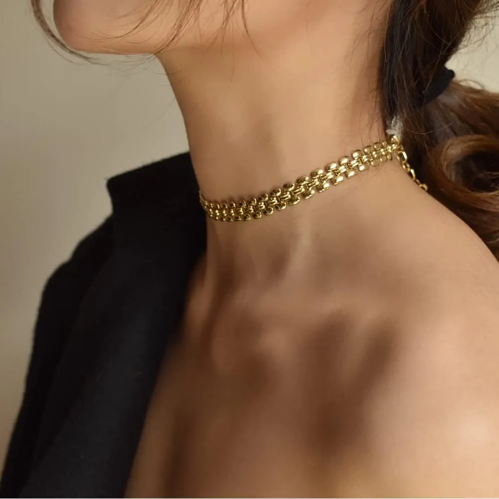 CLASSYZINT Gold Chunky Choker Necklace Large Wide Chain Short Chokers For Women Girls
