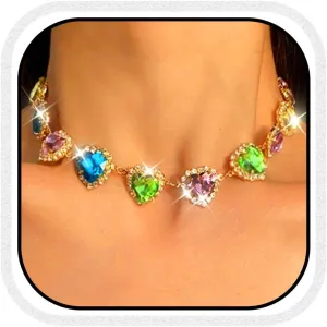 CLOACE Colorful Crystal Choker Necklace Sparkly Rhinestone Chokers Necklaces Chain Party Prom Neck Jewelry for Women