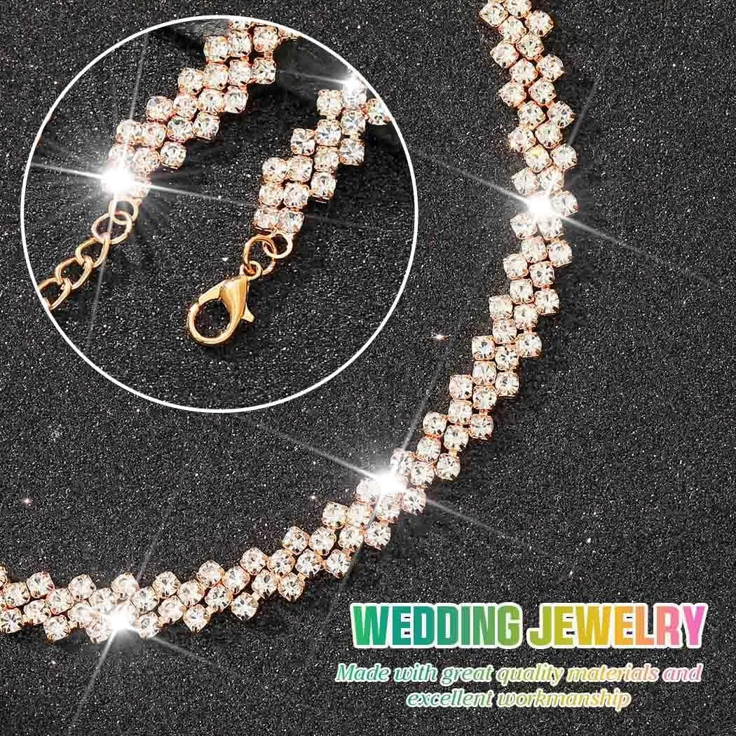 CLOACE Rhinestone Choker Necklace Diamond Row Necklaces Sparkly Crystal Necklace Chain Jewerly Prom Accessories for Women