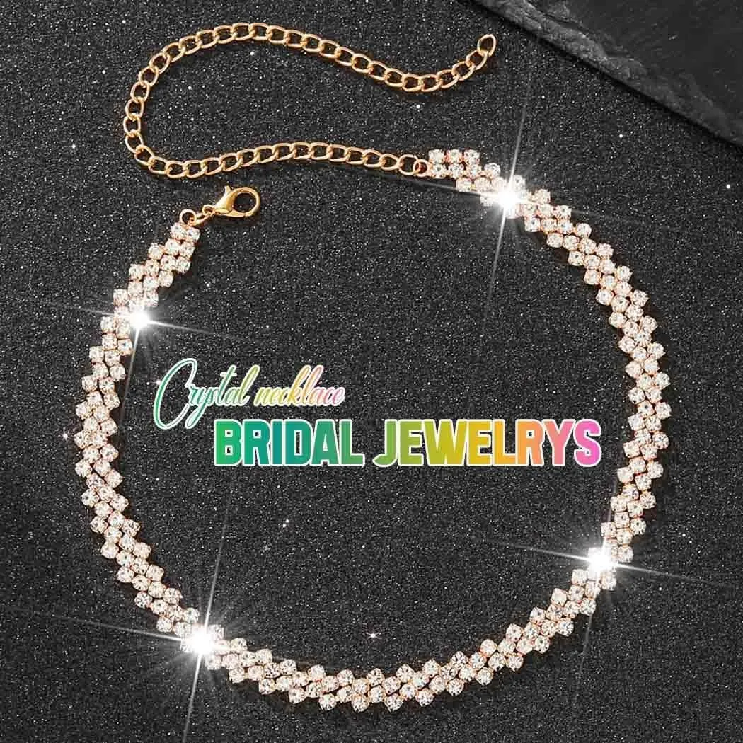 CLOACE Rhinestone Choker Necklace Diamond Row Necklaces Sparkly Crystal Necklace Chain Jewerly Prom Accessories for Women