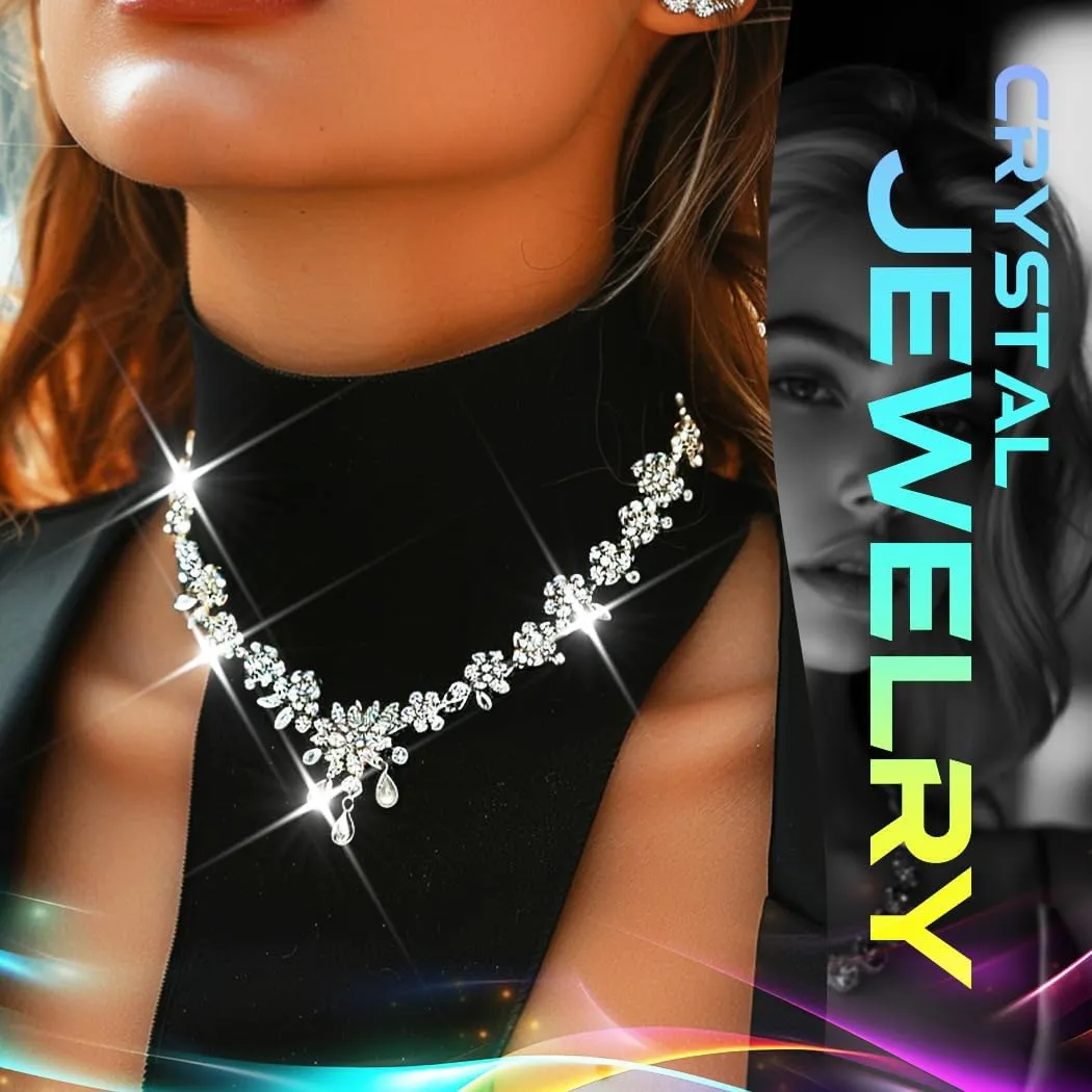 CLOACE Rhinestone Choker Necklace Diamond Row Necklaces Sparkly Crystal Necklace Chain Jewerly Prom Accessories for Women