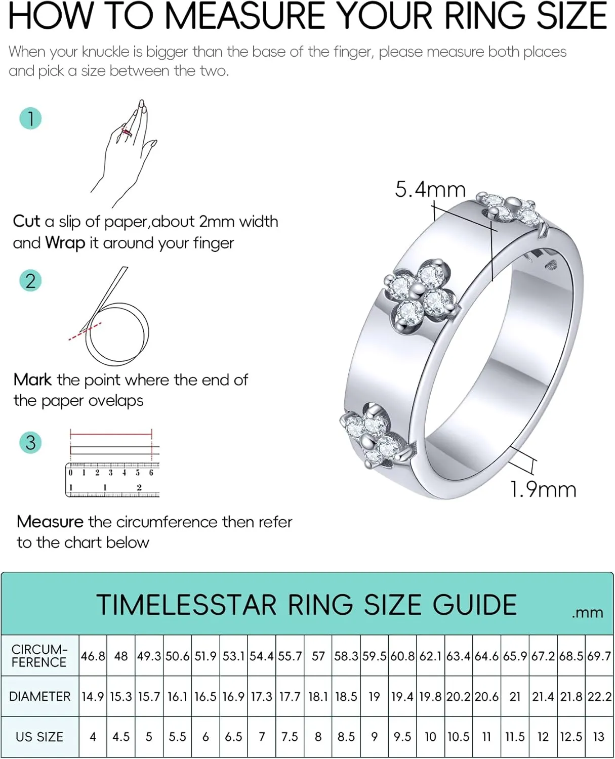 Clover Moissanite Rings for Women Gifts,Premium Moissanite(D Color VVS1 Clarity 3EX Cut), 925 Sterling Silver 14K Gold Plated Non Tarnish