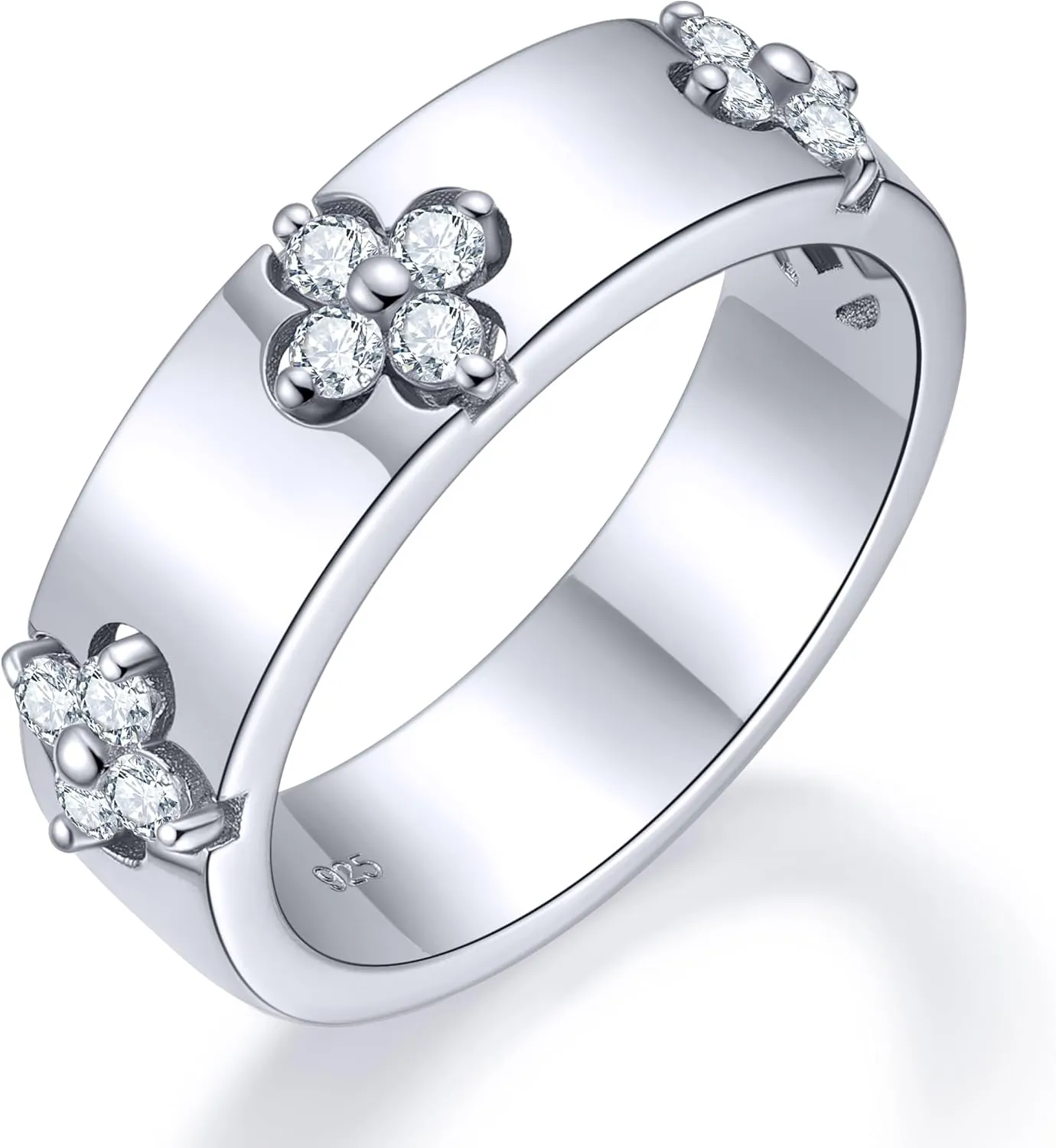 Clover Moissanite Rings for Women Gifts,Premium Moissanite(D Color VVS1 Clarity 3EX Cut), 925 Sterling Silver 14K Gold Plated Non Tarnish