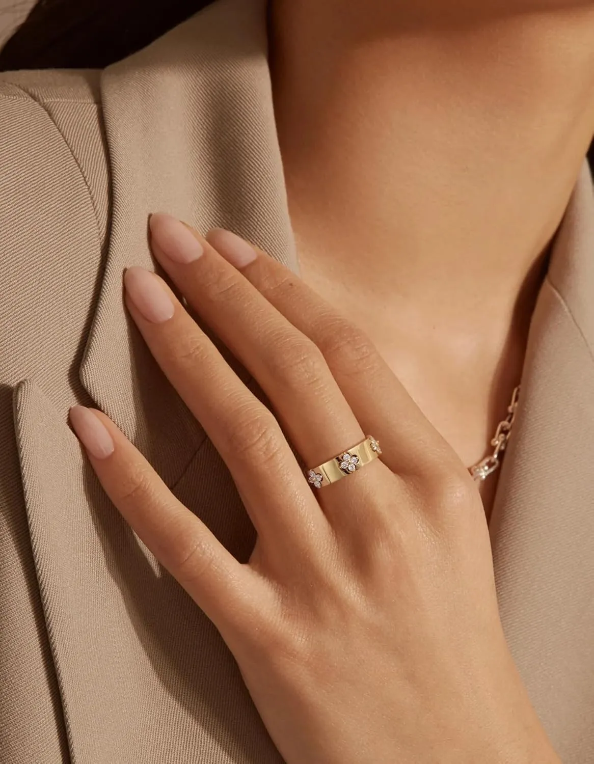 Clover Moissanite Rings for Women Gifts,Premium Moissanite(D Color VVS1 Clarity 3EX Cut), 925 Sterling Silver 14K Gold Plated Non Tarnish