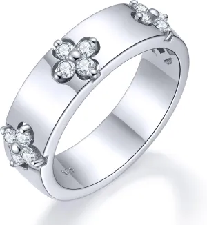 Clover Moissanite Rings for Women Gifts,Premium Moissanite(D Color VVS1 Clarity 3EX Cut), 925 Sterling Silver 14K Gold Plated Non Tarnish