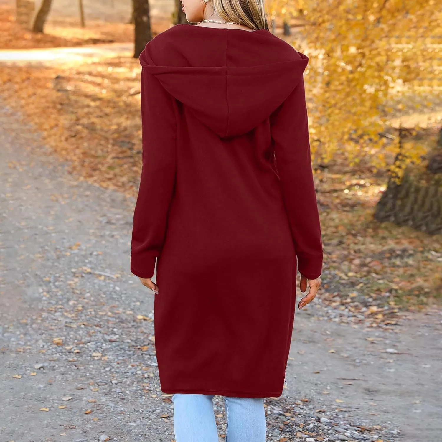 Coats for Women Zip Up Long Sleeve Oversized Hoodies Casual Lightweight Fleece Jackets with Pockets Outerwear